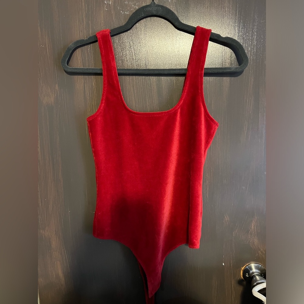 Velvet red bodysuit